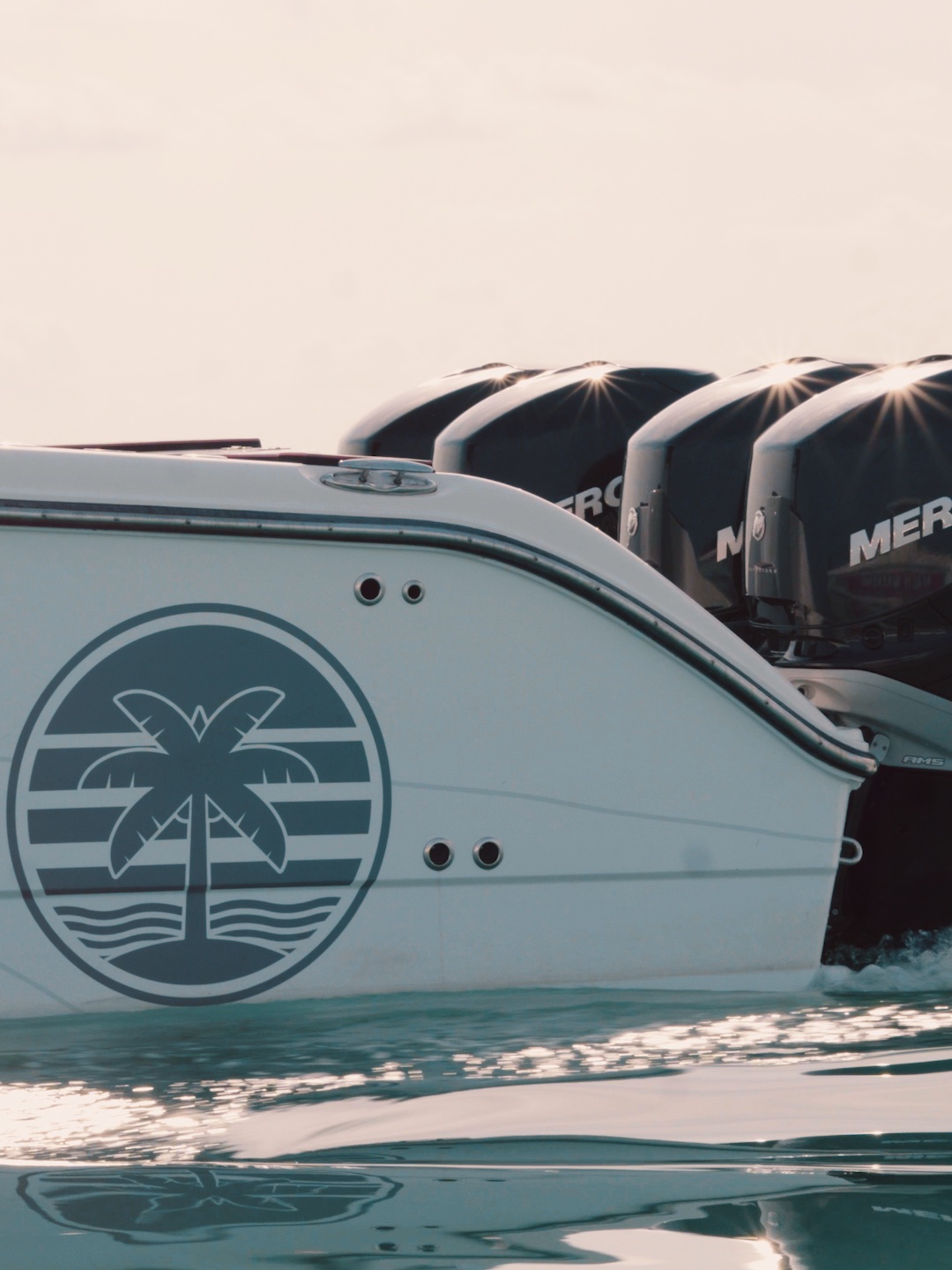 Boat branding and outboard motors on the water